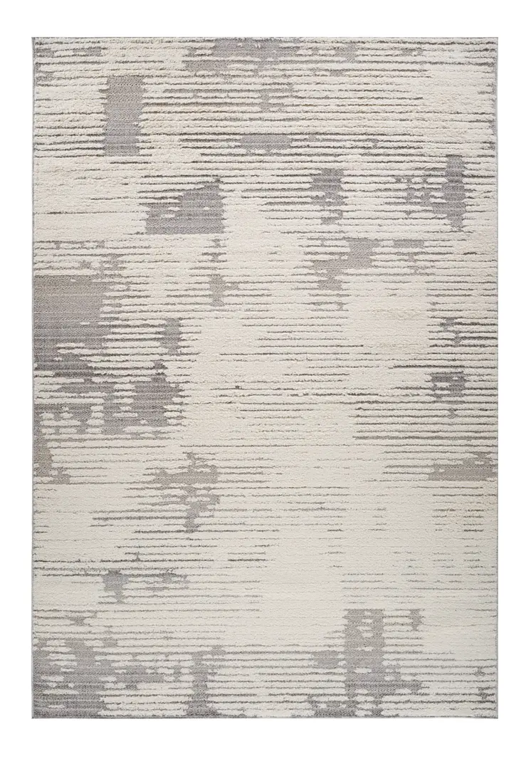 7' X 10' Gray and Cream Abstract Distressed Area Rug