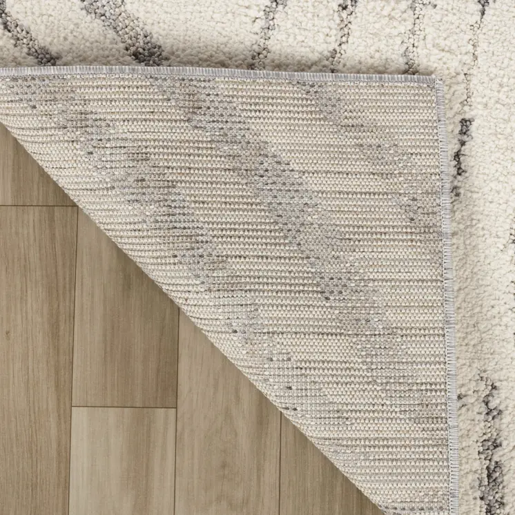 5' X 8' Gray and Cream Botanical Leaves Area Rug