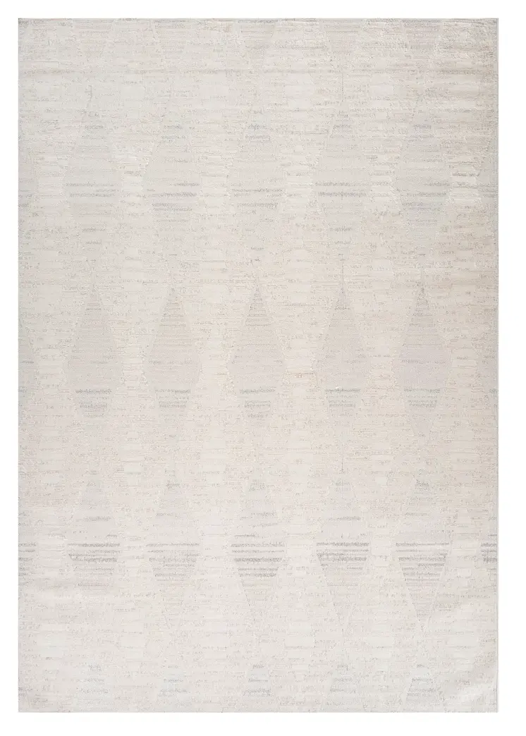 2' X 5' Cream and Beige Geometric Area Rug