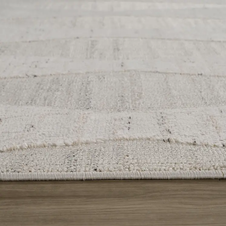 5' X 8' Cream and Beige Geometric Distressed Area Rug
