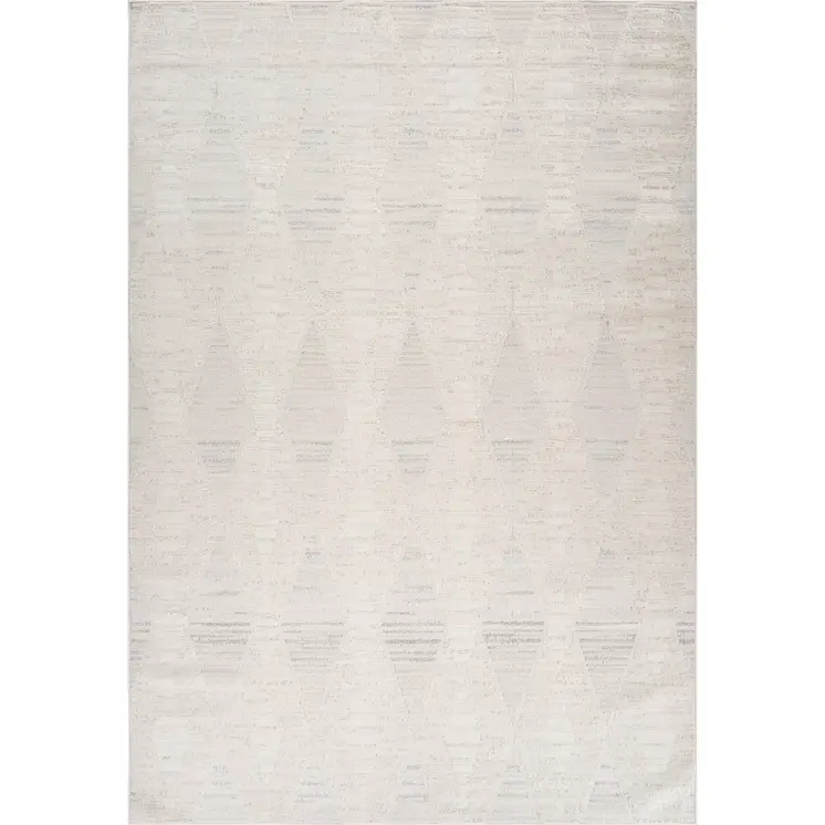 5' X 8' Cream and Beige Geometric Distressed Area Rug