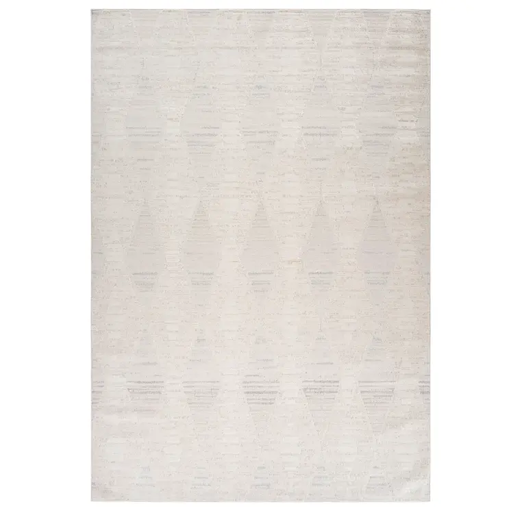 8' X 11' Cream and Beige Geometric Distressed Area Rug