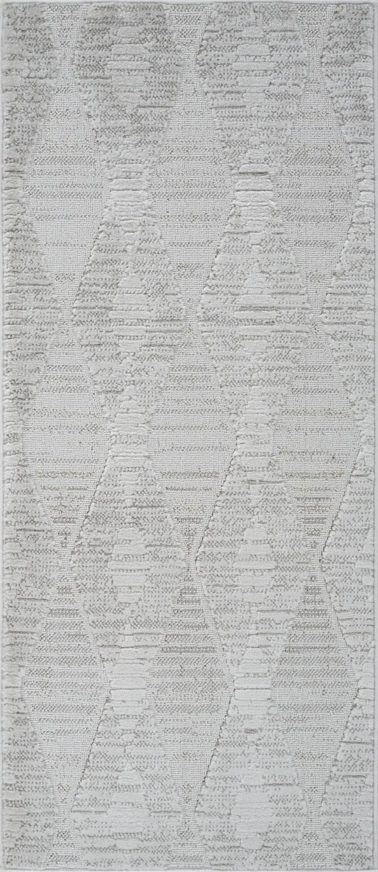 2' X 5' Gray and Ivory Geometric Distressed Area Rug
