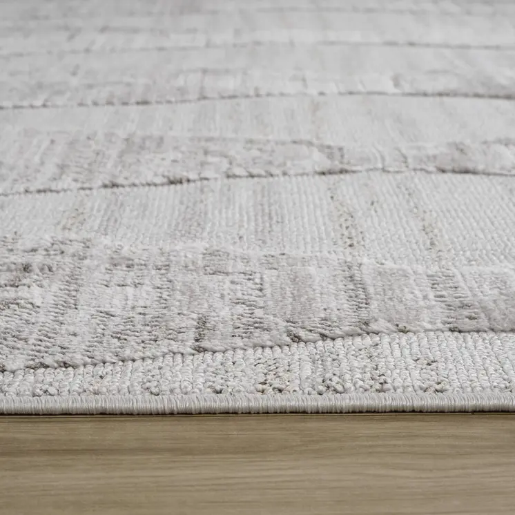 8' X 11' Gray and Ivory Geometric Distressed Area Rug
