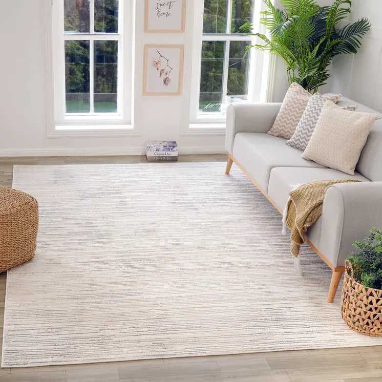 5' X 8' Cream and Beige Abstract Area Rug