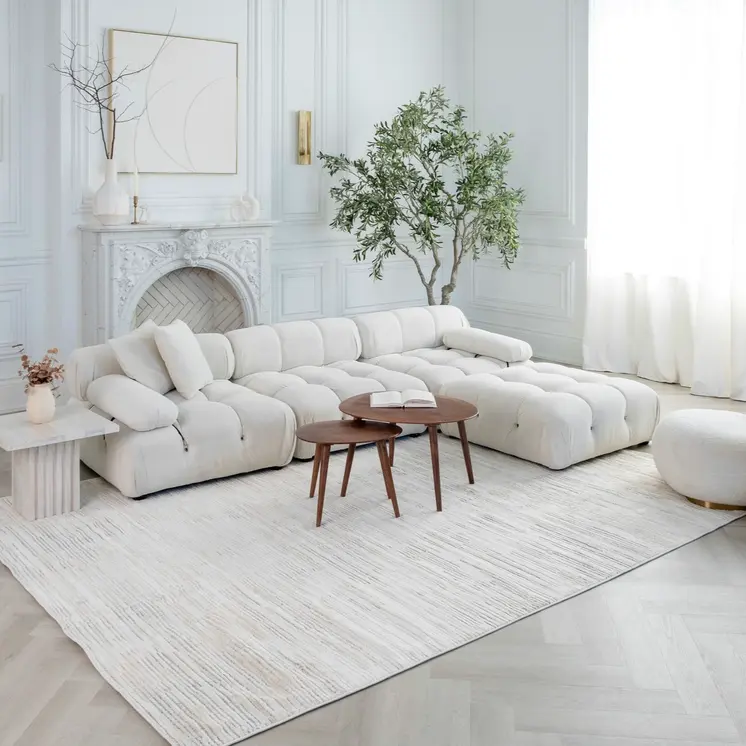 8' X 11' Cream and Beige Abstract Area Rug