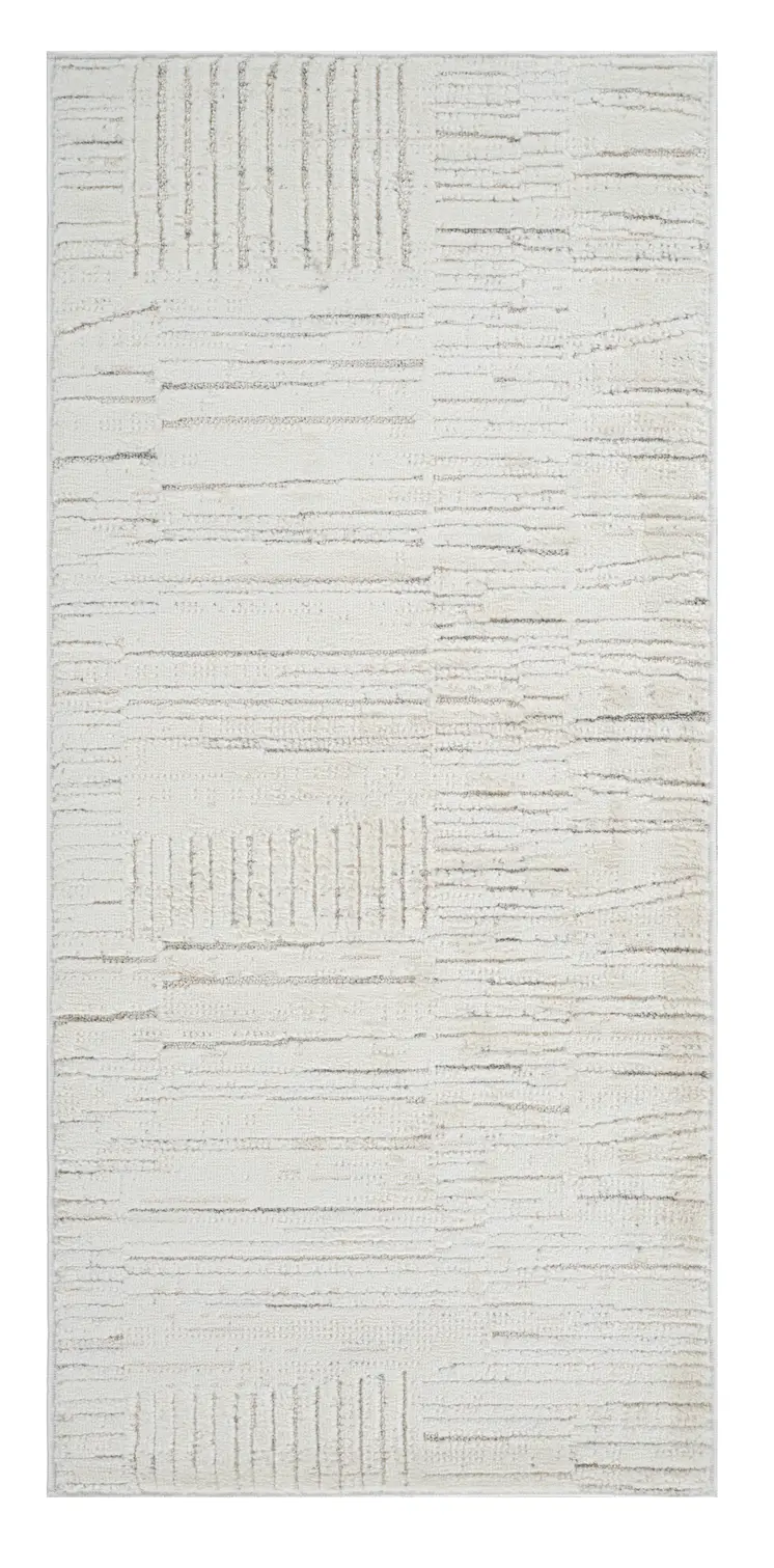 2' X 5' Gray and Beige Geometric Distressed Area Rug