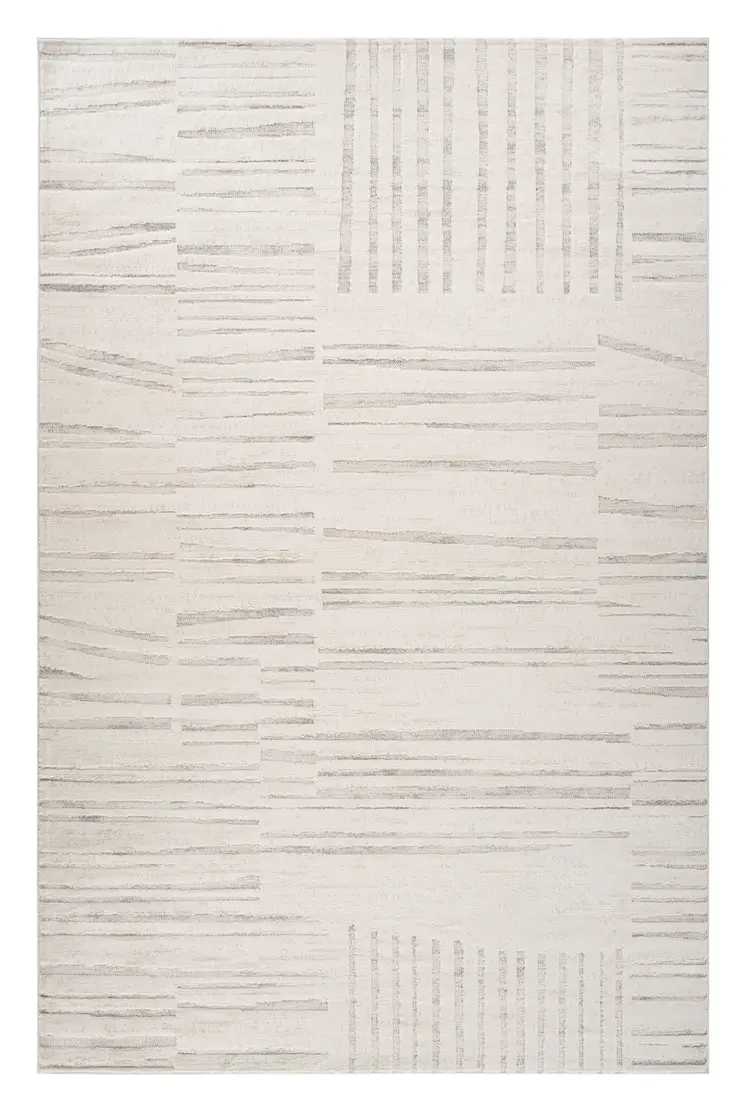 5' X 8' Gray and Beige Geometric Distressed Area Rug
