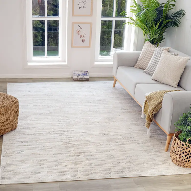 7' X 10' Gray and Beige Geometric Distressed Area Rug