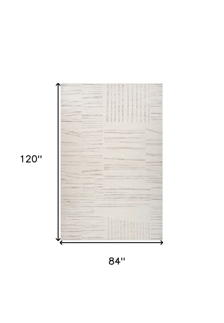7' X 10' Gray and Beige Geometric Distressed Area Rug