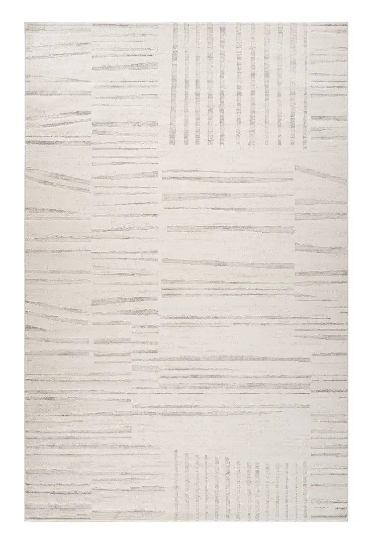 7' X 10' Gray and Beige Geometric Distressed Area Rug