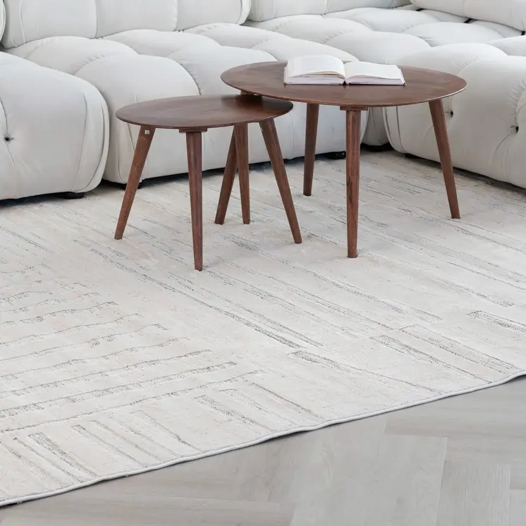 7' X 10' Gray and Beige Geometric Distressed Area Rug