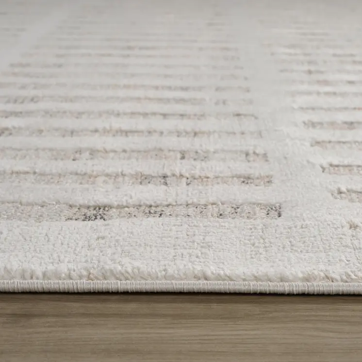 2' X 5' Gray and Beige Geometric Distressed Area Rug