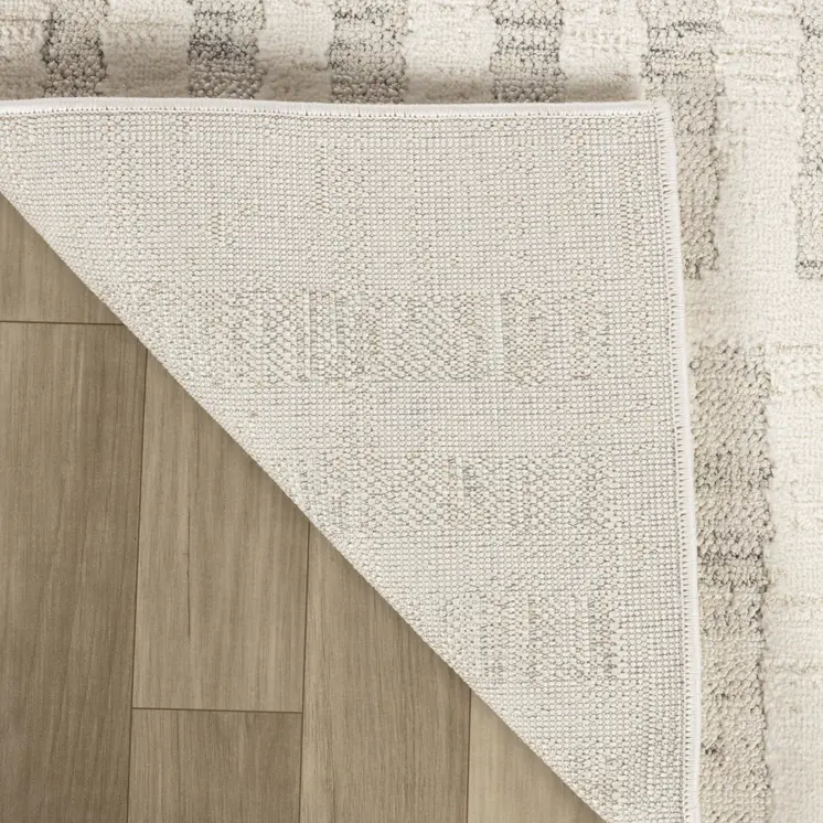 2' X 5' Gray and Beige Geometric Distressed Area Rug