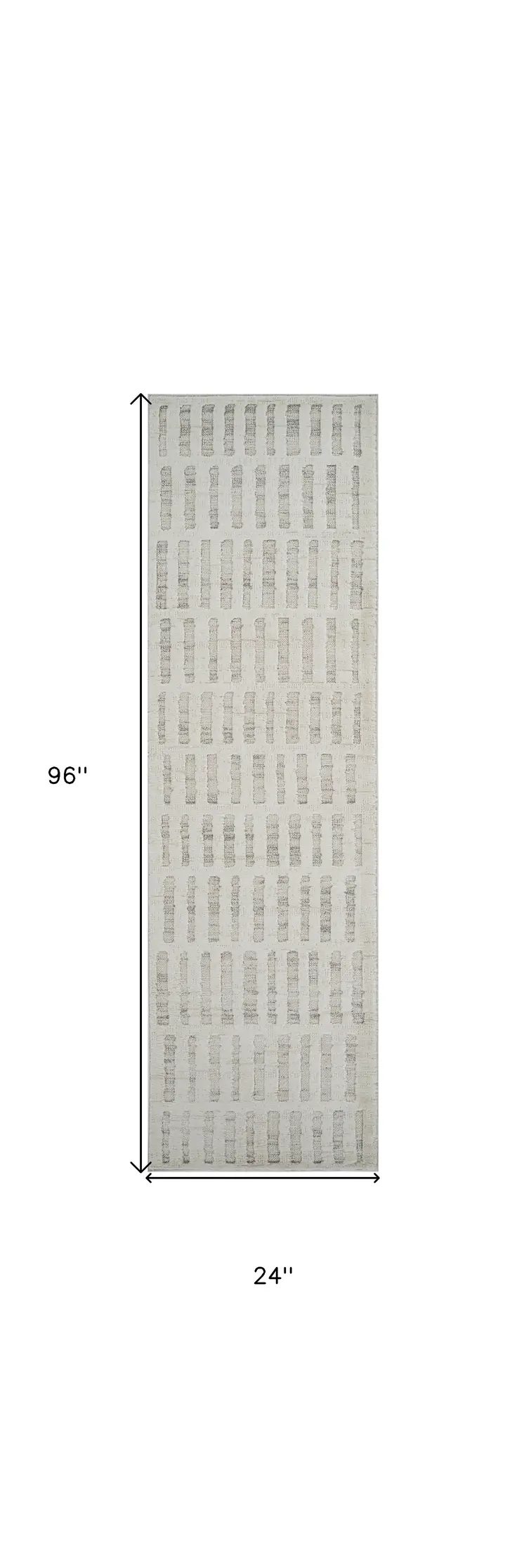 8' Gray and Beige Geometric Distressed Runner Rug