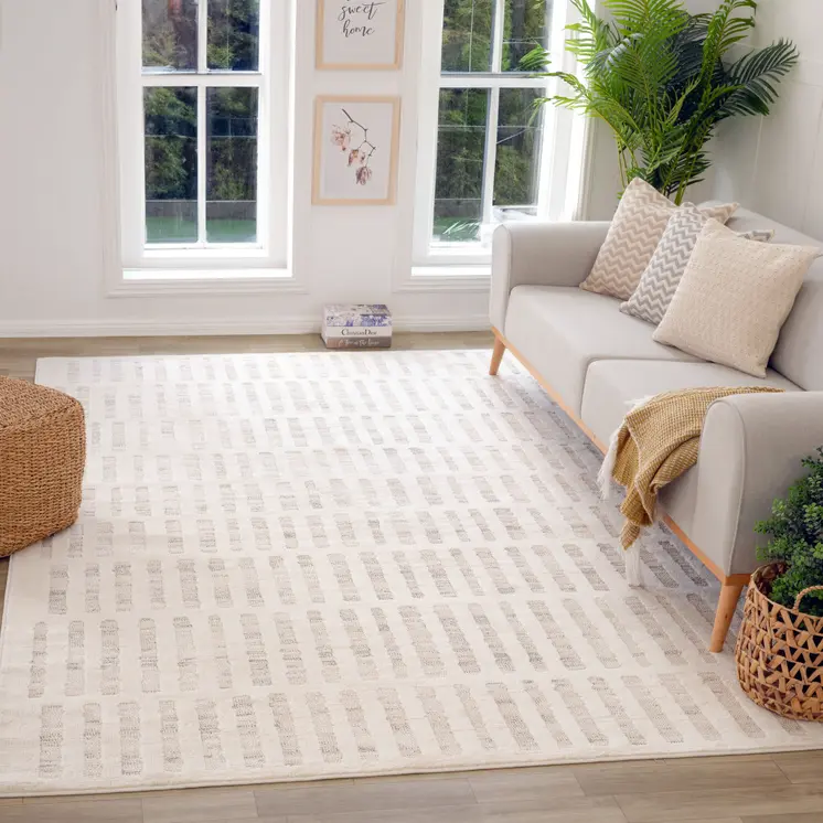 4' X 6' Gray and Beige Geometric Distressed Area Rug
