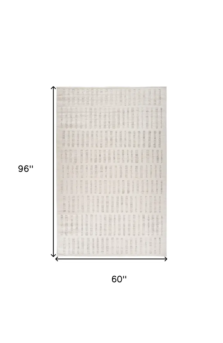 5' X 8' Gray and Beige Geometric Distressed Area Rug