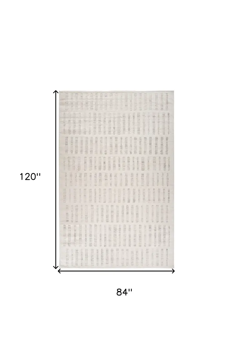 7' X 10' Gray and Beige Geometric Distressed Area Rug