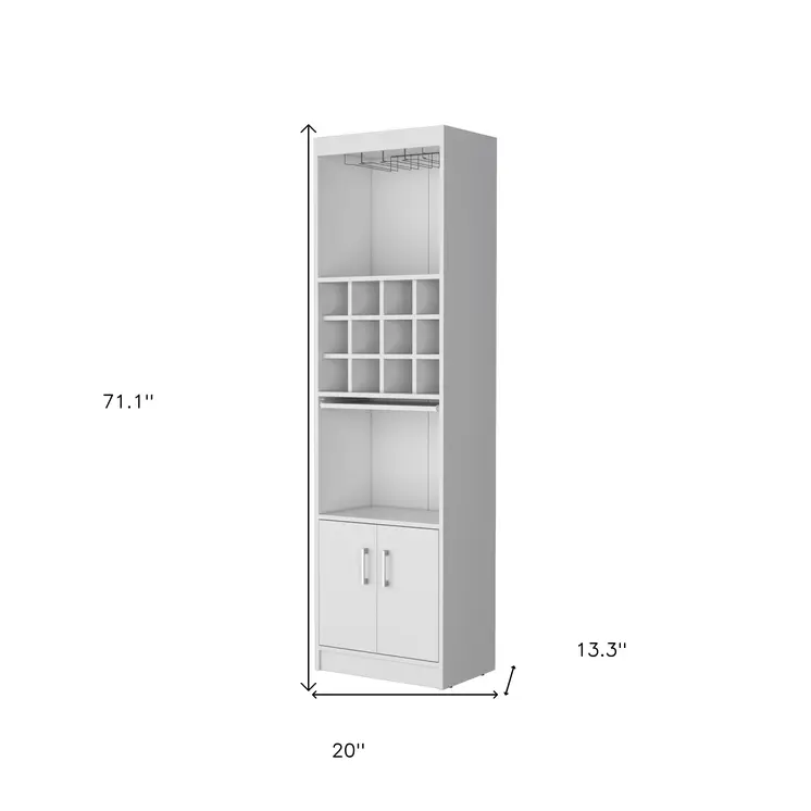 71" White Wood Bar Cabinet With Two Doors