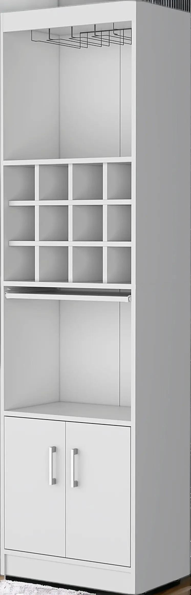 71" White Wood Bar Cabinet With Two Doors