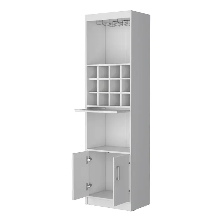 71" White Wood Bar Cabinet With Two Doors
