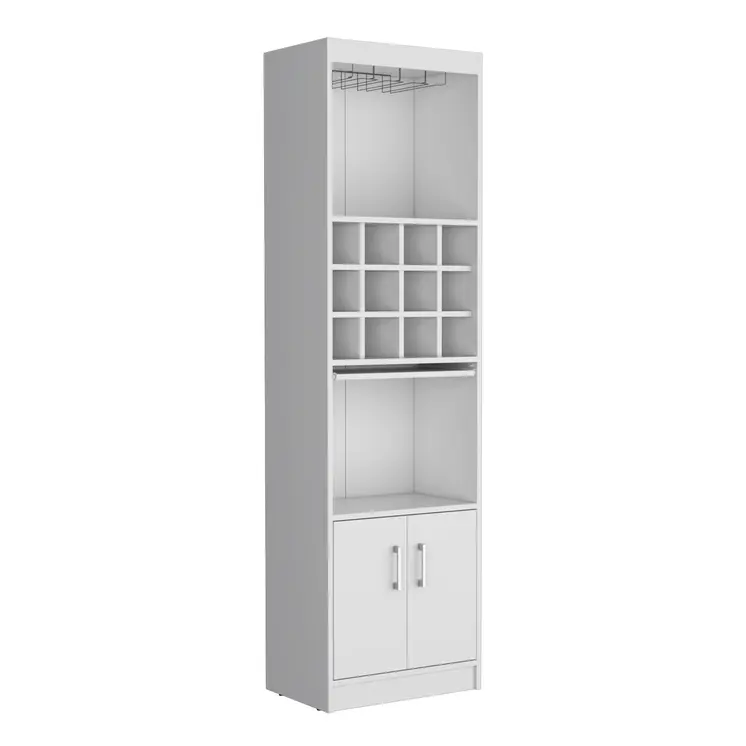 71" White Wood Bar Cabinet With Two Doors