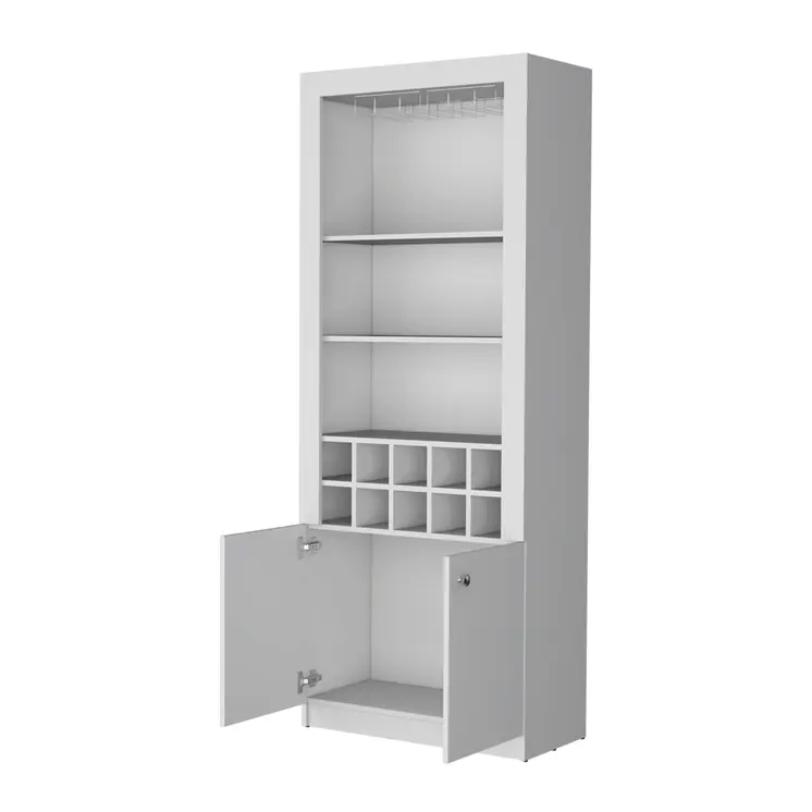 75" White Wood Bar Cabinet With Two Doors