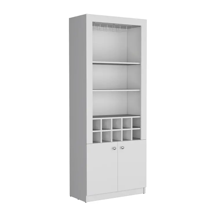 75" White Wood Bar Cabinet With Two Doors
