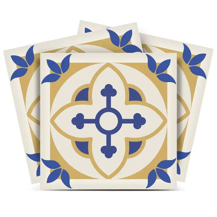 7" x 7" Gold Blue Yellow and White Ayla Mosaic Peel and Stick Removable Tiles