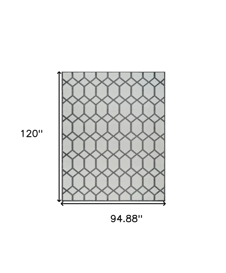 8' X 10' Beige And Gray Geometric Distressed Indoor Outdoor Area Rug