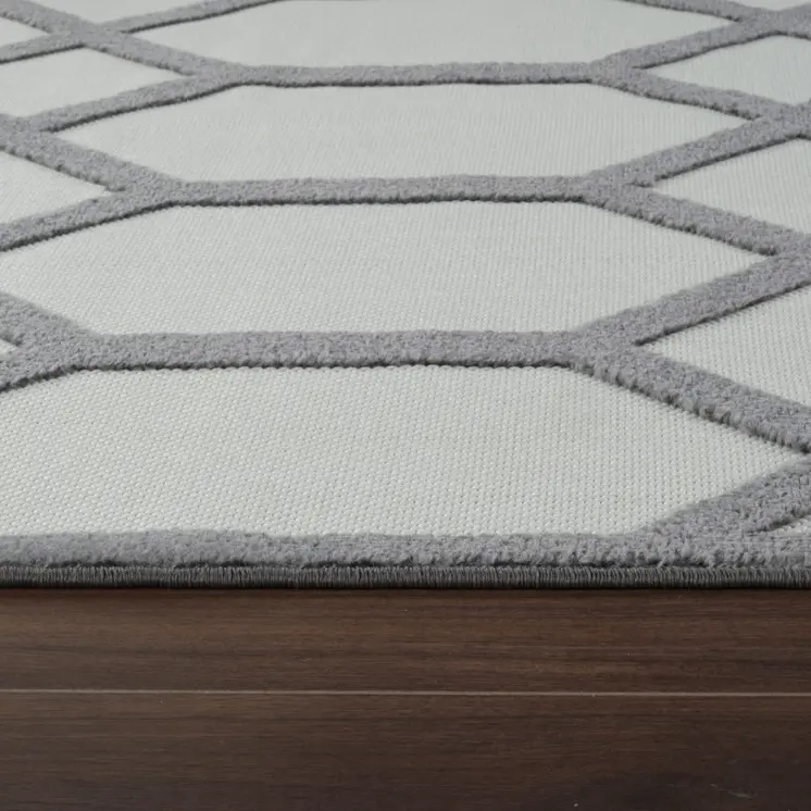 8' X 10' Beige And Gray Geometric Distressed Indoor Outdoor Area Rug