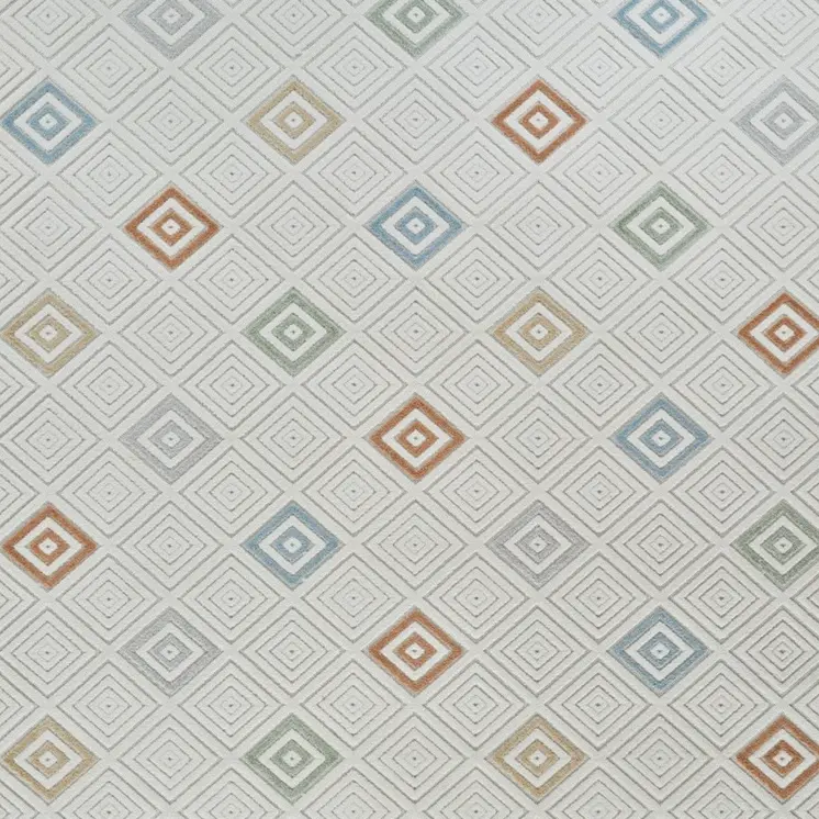 5' X 7' Cream and Beige Geometric Distressed Indoor Outdoor Area Rug