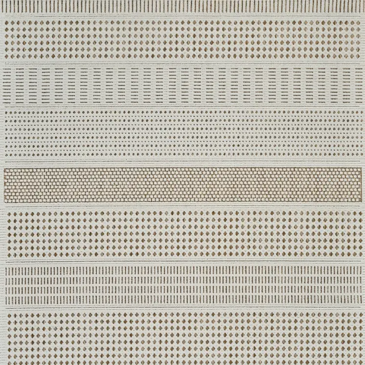 5' X 7' Beige And Brown Geometric Distressed Indoor Outdoor Area Rug