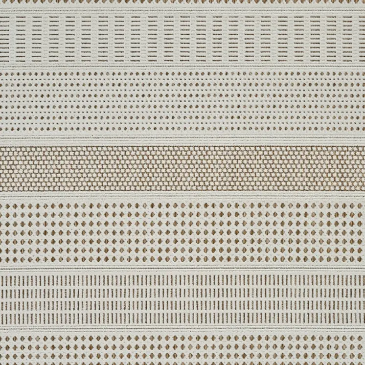 6' X 9' Beige and Brown Geometric Distressed Indoor Outdoor Area Rug