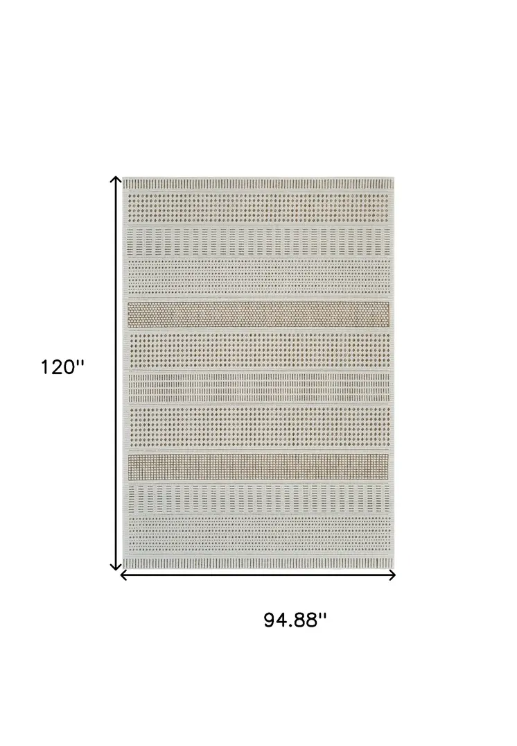 8' X 10' Beige and Brown Geometric Distressed Indoor Outdoor Area Rug