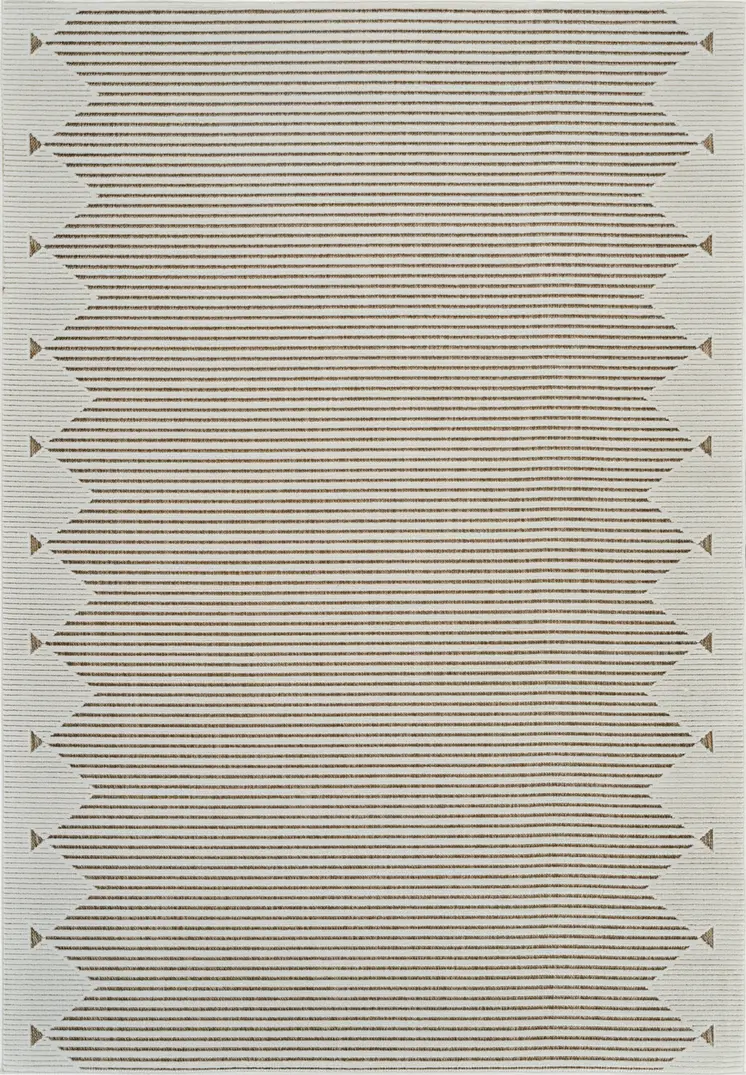 6' X 9' Beige And Brown Geometric Distressed Indoor Outdoor Area Rug