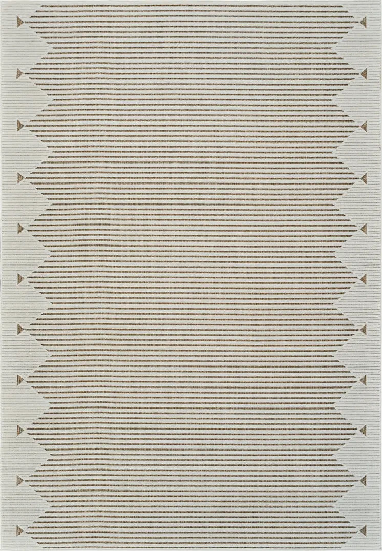 8' X 10' Beige and Brown Geometric Distressed Indoor Outdoor Area Rug