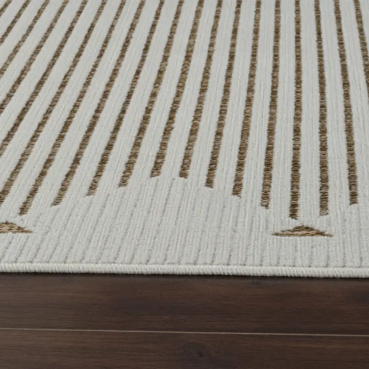 8' X 10' Beige and Brown Geometric Distressed Indoor Outdoor Area Rug