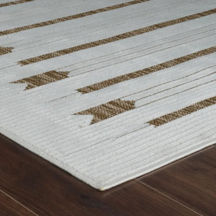 3' X 5' Beige And Brown Geometric Distressed Indoor Outdoor Area Rug