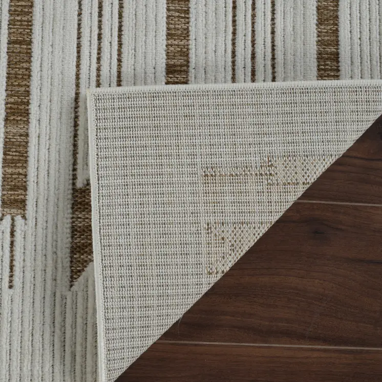 8' X 10' Beige And Brown Geometric Distressed Indoor Outdoor Area Rug