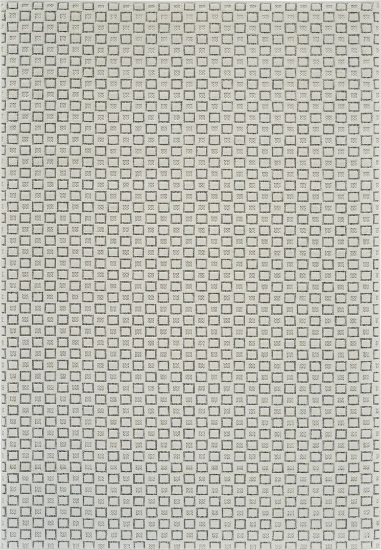 8' X 10' Cream and Beige Geometric Distressed Indoor Outdoor Area Rug
