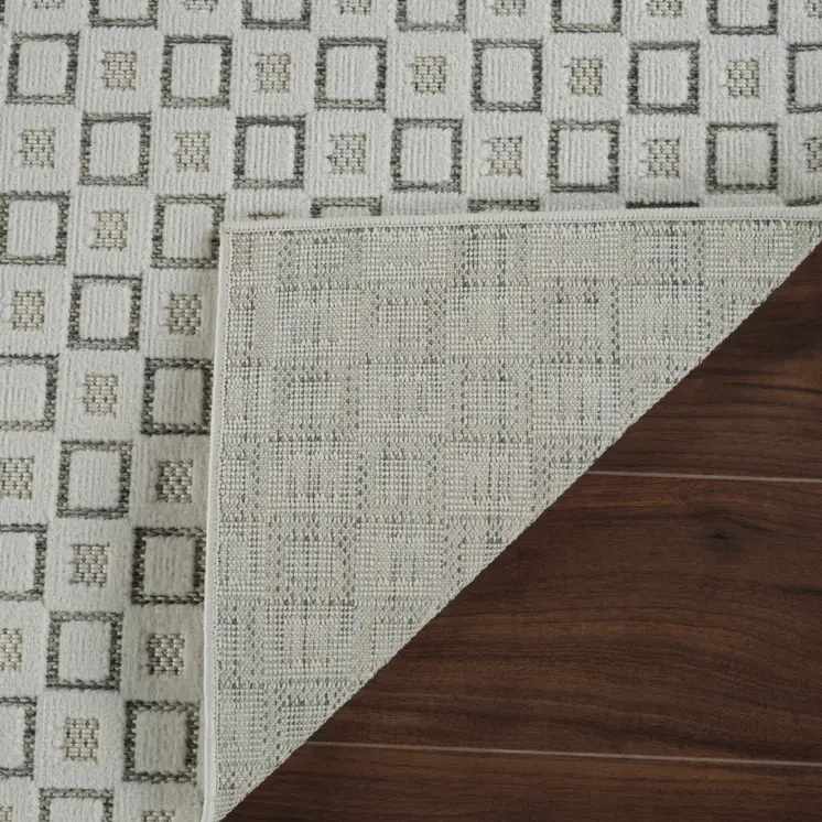 8' X 10' Cream and Beige Geometric Distressed Indoor Outdoor Area Rug
