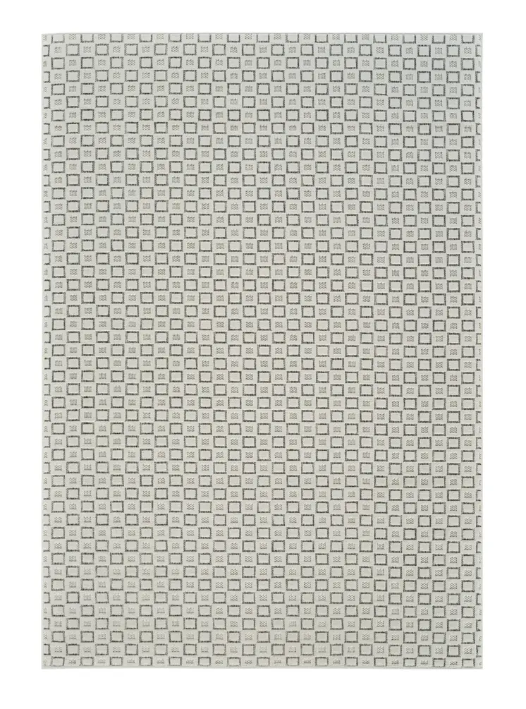 8' X 10' Cream and Beige Geometric Distressed Indoor Outdoor Area Rug