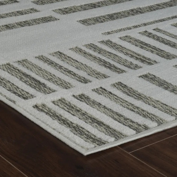 3' X 5' Cream and Beige Abstract Distressed Indoor Outdoor Area Rug
