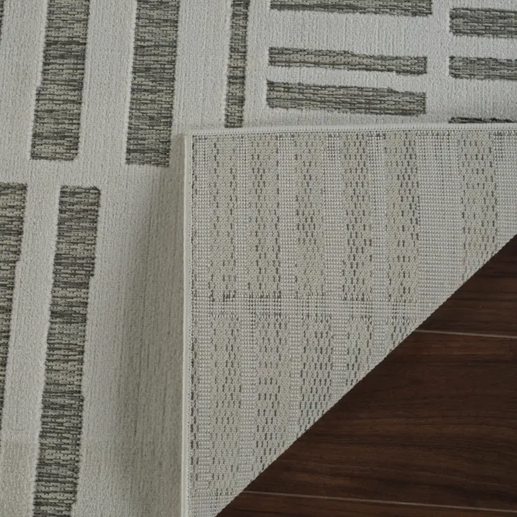 3' X 5' Cream and Beige Abstract Distressed Indoor Outdoor Area Rug