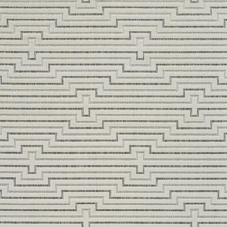 5' X 7' Cream and Beige Geometric Distressed Indoor Outdoor Area Rug
