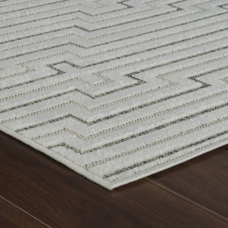 8' X 10' Cream and Beige Geometric Distressed Indoor Outdoor Area Rug