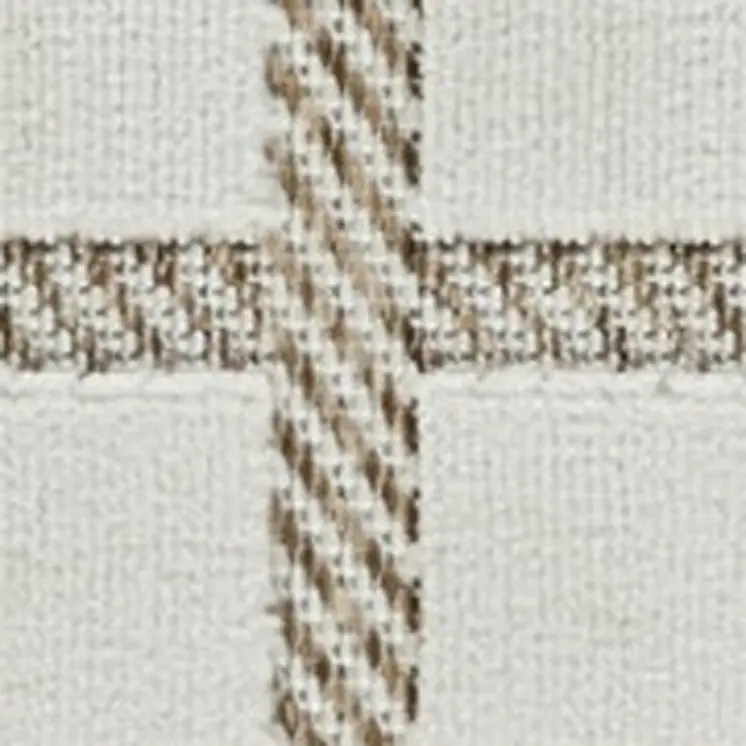 8' Cream and Beige Geometric Distressed Indoor Outdoor Runner Rug
