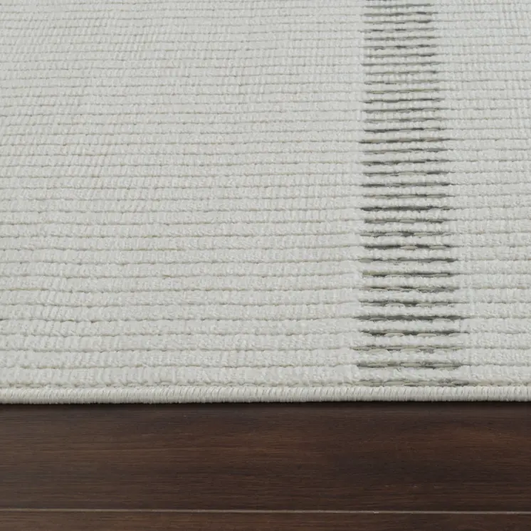 8' Cream and Beige Striped Distressed Indoor Outdoor Runner Rug