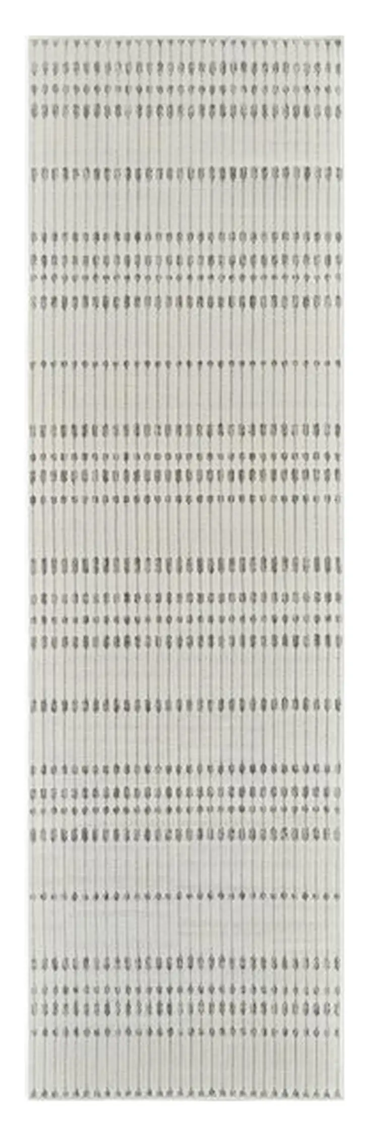 8' Cream and Beige Striped Distressed Indoor Outdoor Runner Rug
